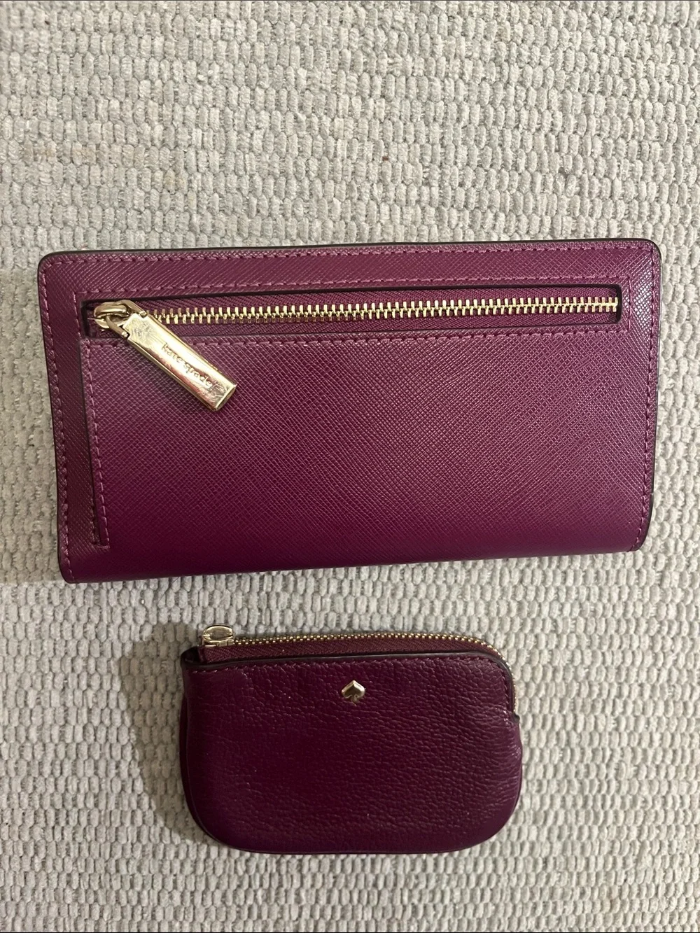 Authentic Kate Spade Burgundy Genuine Leather wallet matching Leather Coin Pouch